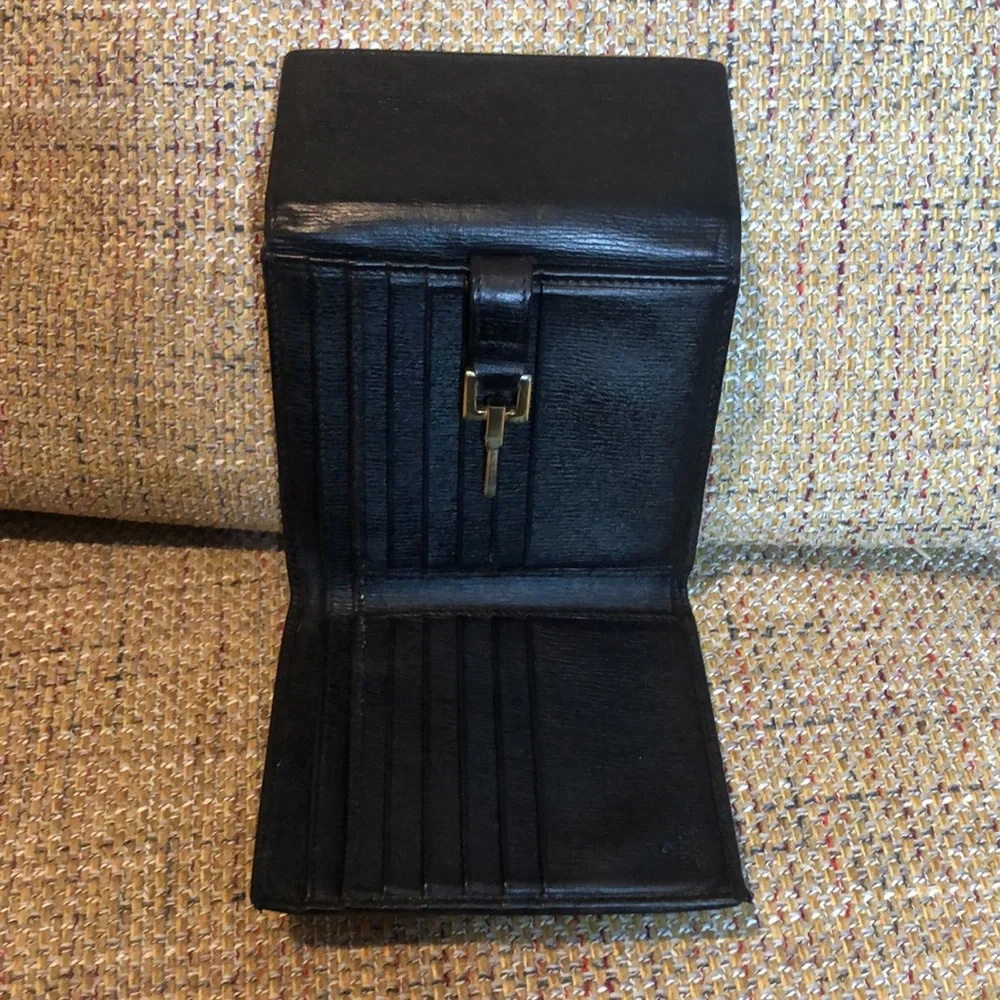 GUCCI Black Leather Jackie Trifold Wallet Vintage
